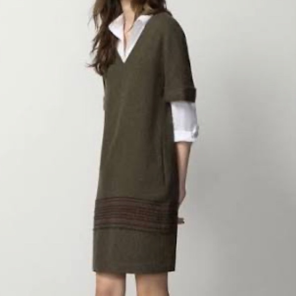 Massimo Dutti Dress- Olive/Brown - Picture 4 of 4